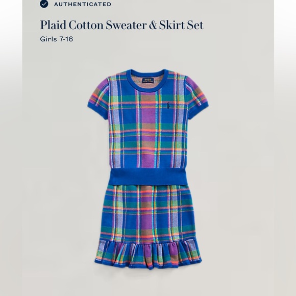 Polo Ralph Lauren Other - Polo by Ralph Lauren Girls Multicolor Crewneck Plaid Sweater with skirt